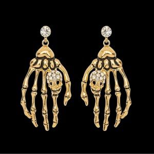 Rhinestone Skeleton Hand Earrings